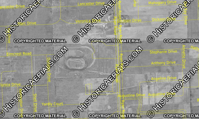 Partington Pasture Speedway - 1951 Aerial Photo With Streets